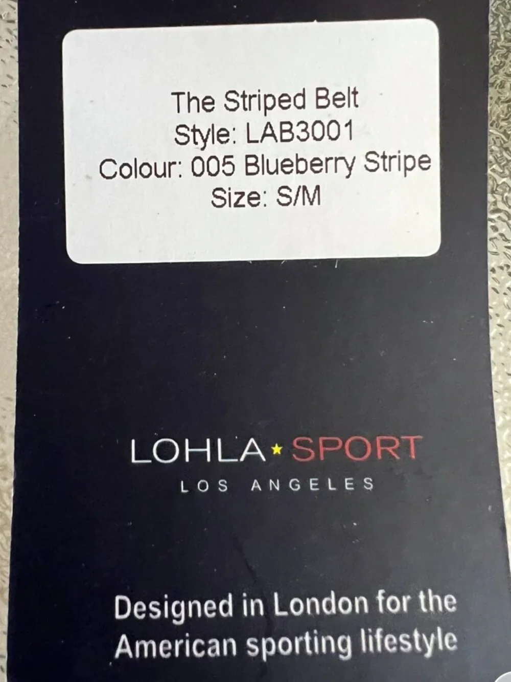 LOHLA SPORT NEW The Blueberry Striped Belt Size S/M